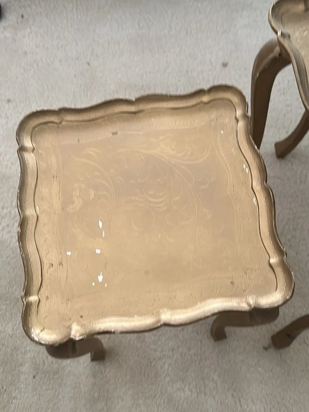 Gold Scalloped 3-Tier Nesting Vanity Trays